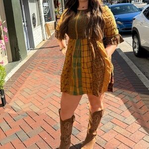 Chic Patchwork Mini Dress